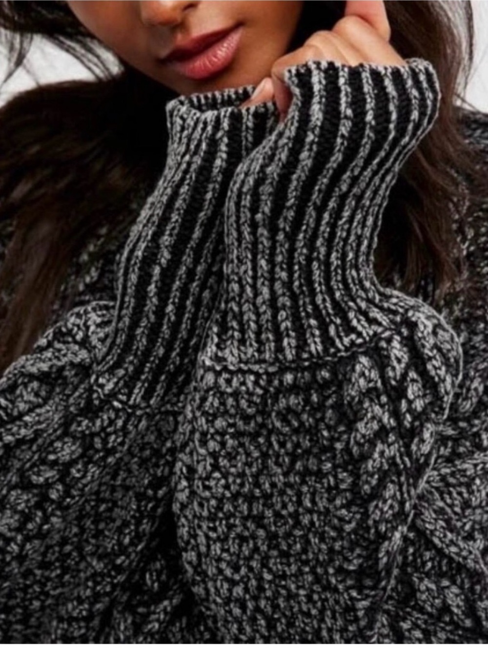 Free People On A Boat Cozy Cable Knit Women's Sweater - Charcoal Gray